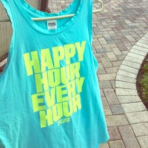 Pink happy hour every hour tank top